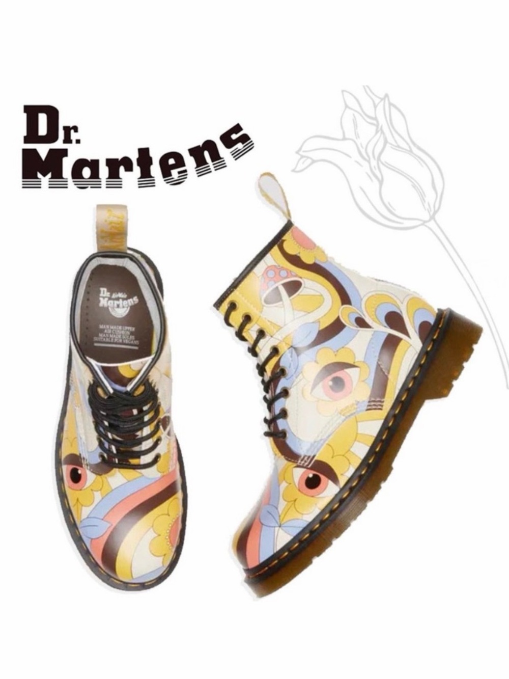Dr. Martens Vegan 1460 Retro Kemble Lace Up Boots